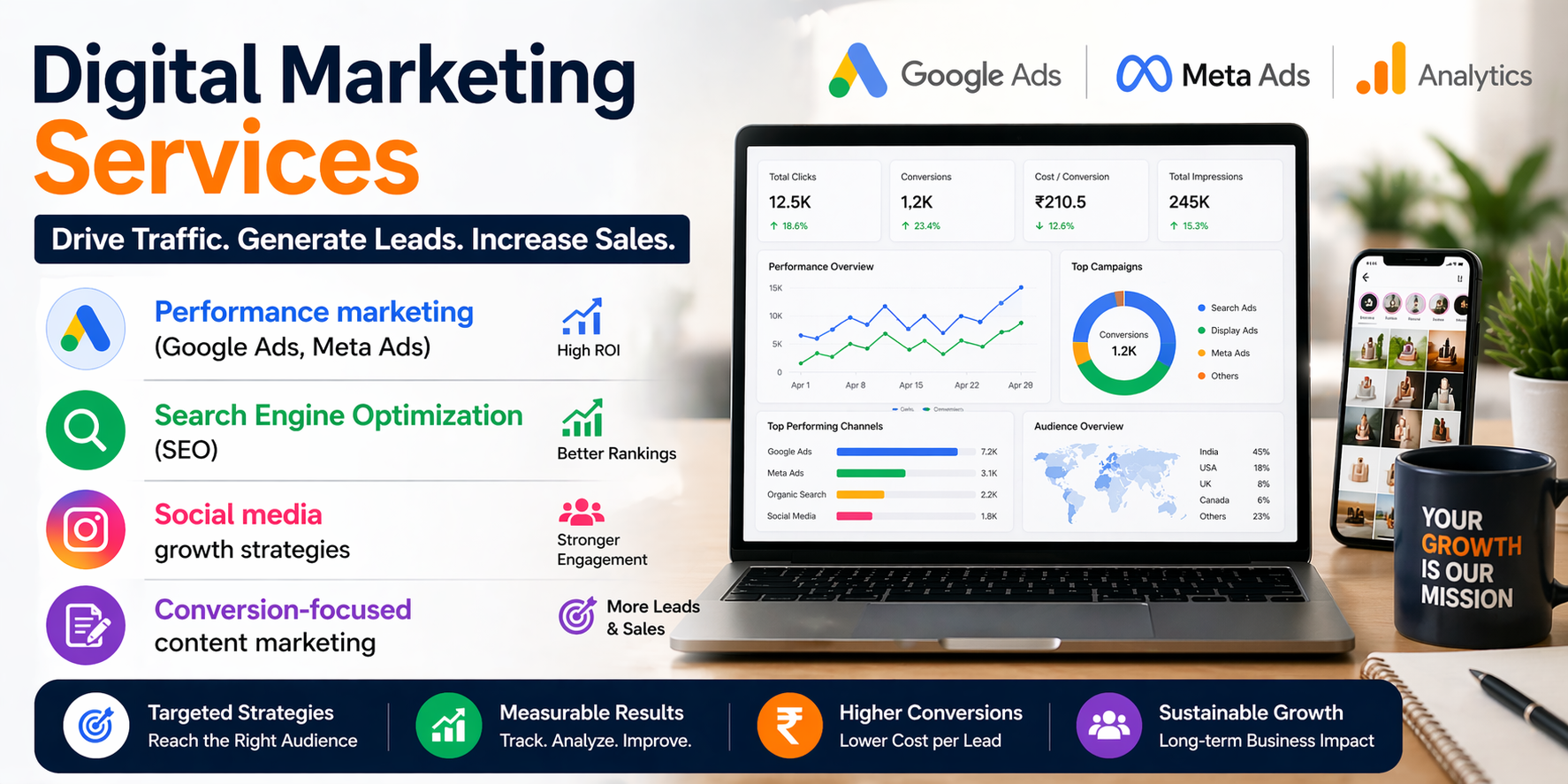 digital marketing agency India, SEO services India, Google Ads management India, social media marketing India